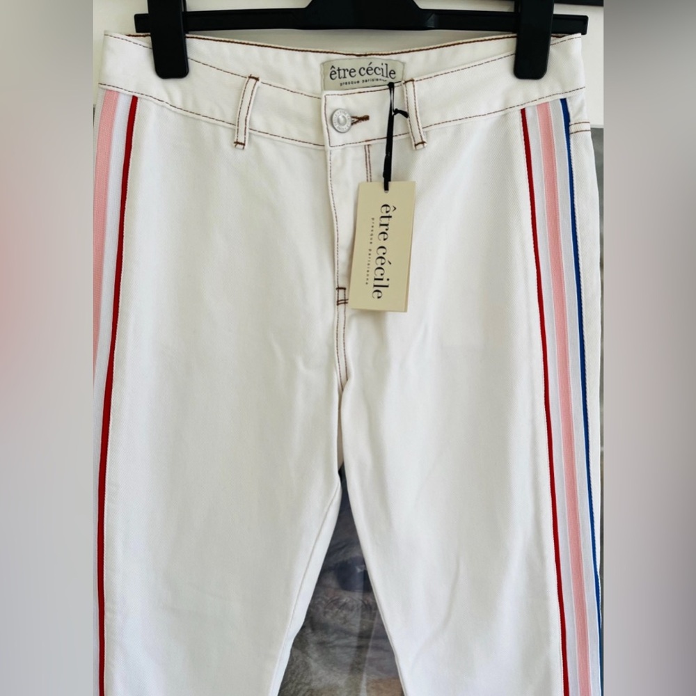 Etre Cecile Chic Designer Boot Cut Jeans with Multicolored Stripes (Size 25) - Picture 2 of 6